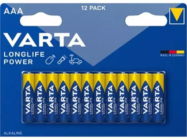 Een Varta batterij Longlife Power AAA, blister van 12 stuks koop je bij ShopXPress