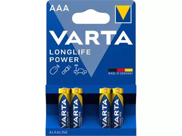 Een Varta batterij Longlife Power AAA, blister van 4 stuks koop je bij ShopXPress