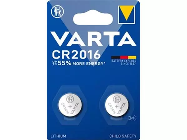 Een Varta knoopcel Lithium CR2016, blister van 2 stuks koop je bij ShopXPress