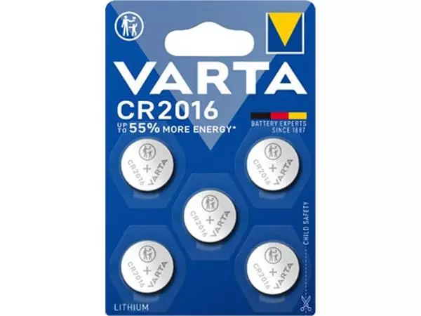 Een Varta knoopcel Lithium CR2016, blister van 5 stuks koop je bij ShopXPress