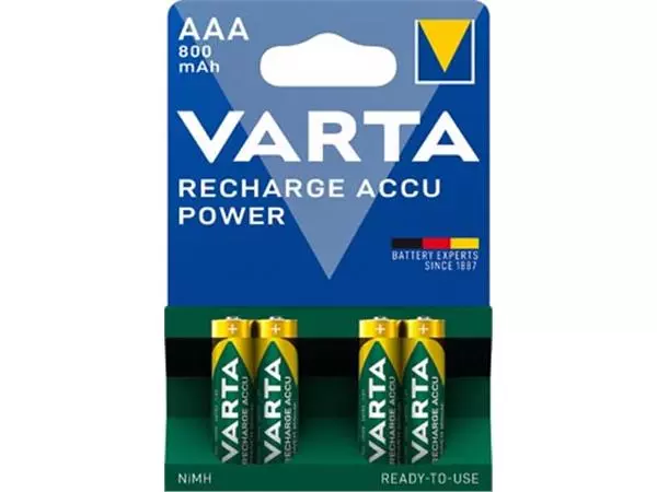Een Varta oplaadbare batterij Accu Power AAA, blister van 4 stuks koop je bij ShopXPress