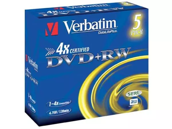 Een Verbatim DVD rewritable, doos van 5 stuks, individueel verpakt (Jewel Case) koop je bij ShopXPress