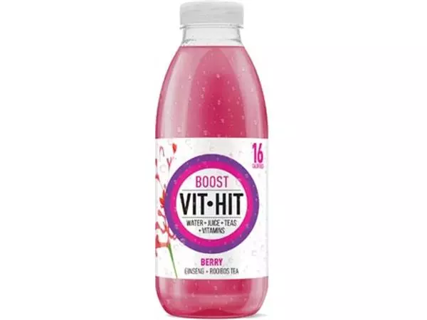 Een Vit Hit vitaminedrank Boost, flesje van 50 cl, pak van 12 stuks koop je bij ShopXPress