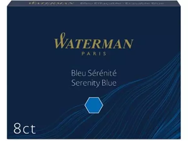 Een Waterman inktpatronen Standard blauw Florida, pak van 8 stuks koop je bij ShopXPress