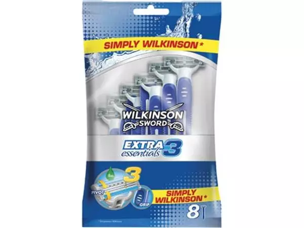 Een Wilkinson Extra 3 Essentials scheermes, pak van 8 stuks koop je bij ShopXPress