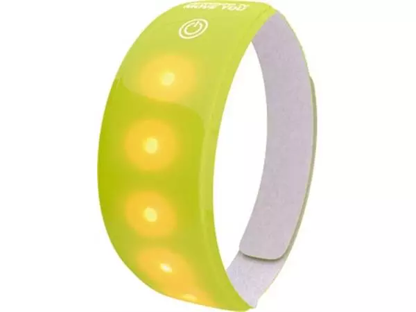 Een Wowow lichtband geel, met 5 rode leds, met velcrosluiting, met batterij koop je bij ShopXPress