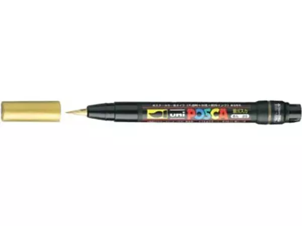 Een uni-ball Paint Marker op waterbasis Posca Brush goud koop je bij ShopXPress