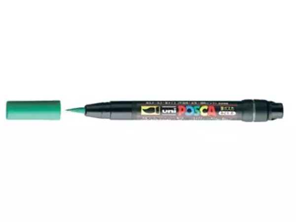 Een uni-ball Paint Marker op waterbasis Posca Brush groen koop je bij ShopXPress