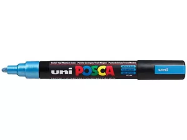Een uni-ball Paint Marker op waterbasis Posca PC-5M blauw metaal koop je bij ShopXPress