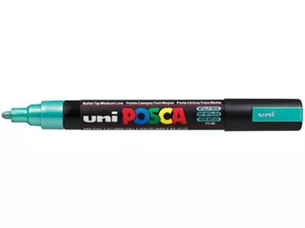 Een uni-ball Paint Marker op waterbasis Posca PC-5M groen metaal koop je bij ShopXPress