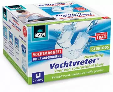 Een Bison navulling voor ontvochtiger Ambiance, doos van 2 tabs van 450 gram koop je bij ShopXPress