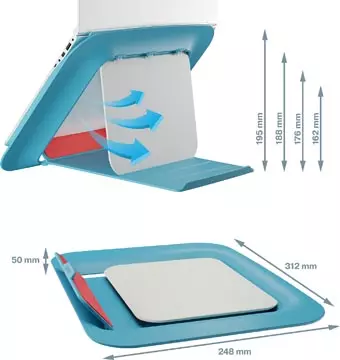 Een Leitz Ergo Cosy laptopstandaard, blauw koop je bij ShopXPress