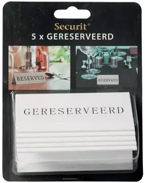 Een Securit tafelbordje 'Gereserveerd', pak met 5 stuks koop je bij ShopXPress