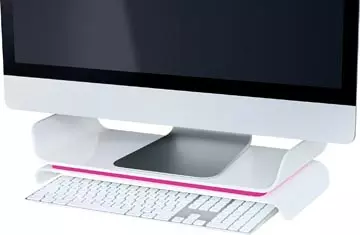 Een Leitz Ergo WOW verstelbare monitorstandaard, wit-roze koop je bij ShopXPress