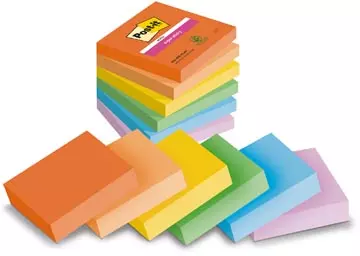 Een Post-it Super Sticky Notes Playful, 90 vel, ft 76 x 76 mm, geassorteerde kleuren, pak van 6 blokken koop je bij ShopXPress