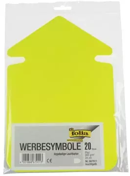 Een Folia etiketten in fluokarton, 24 cm, fluo geel (pijlen) koop je bij ShopXPress
