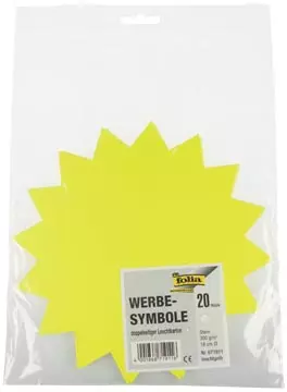 Een Folia etiketten in fluokarton 18 cm fluo geel (sterren) koop je bij ShopXPress
