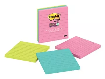 Een Post-it Super Sticky notes XL Cosmic, 70 vel, ft 101 x 101 mm, gelijnd, geassorteerde kleuren, pak van 3 koop je bij ShopXPress