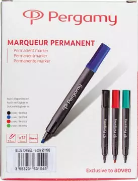 Een Pergamy permanent marker met beitelpunt, blauw koop je bij ShopXPress