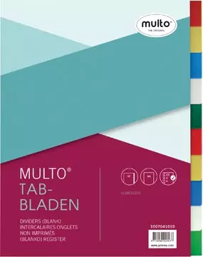 Een Multo tabbladen voor ft A4, 23-gaatsperforatie, 10-delig, geassorteerde kleuren koop je bij ShopXPress
