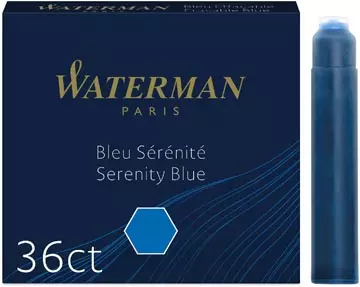 Een Waterman inktpatronen Standard, blauw (Serenity), blister van 36 stuks koop je bij ShopXPress