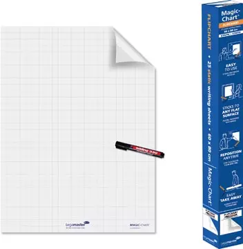 Een Legamaster Magic-Chart flipchart folie, ft 60 x 80 cm, wit, geruit, rol van 25 vel koop je bij ShopXPress