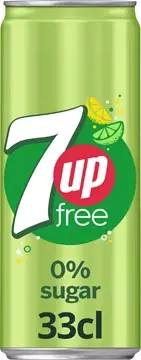 Een 7up zero frisdrank, sleek blik van 33 cl, pak van 24 stuks koop je bij ShopXPress