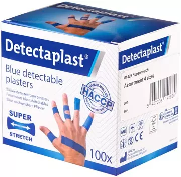 Een Detectaplast Elastic textielpleister, assorti afmetingen, pak van 100 stuks koop je bij ShopXPress