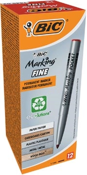 Een Bic permanent marker ECOlutions, schrijfbreedte 1,1 mm, fijne punt, rood koop je bij Supplierz BV