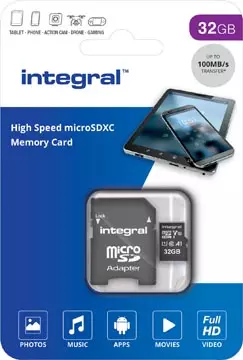 Een Integral microSDHC geheugenkaart, 32 GB koop je bij ShopXPress