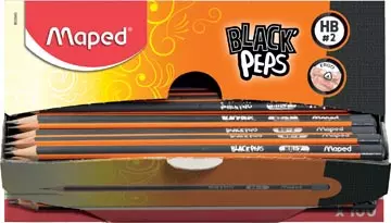 Vous pouvez acheter un Maped crayon Black'Peps HB, sans gomme, boîte de présentoir cartonné de 100 pièces chez Supplierz BV