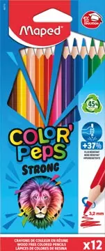 Een Maped kleurpotlood Color'Peps Strong, 12 potloden in een kartonnen etui koop je bij ShopXPress