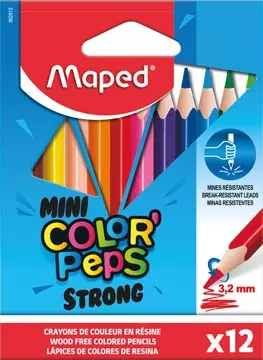 Een Maped kleurpotlood Color'Peps Mini Strong, 12 potloden in een kartonnen etui koop je bij ShopXPress