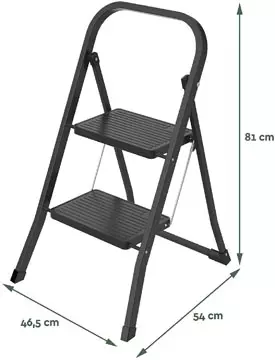 Een Brasq trapladder SL200, metaal, zwart, 2 treden koop je bij ShopXPress