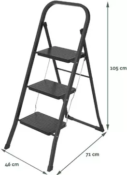 Een Brasq trapladder SL300, metaal, zwart, 3 treden koop je bij ShopXPress