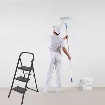 Een Brasq trapladder SL300, metaal, zwart, 3 treden koop je bij ShopXPress