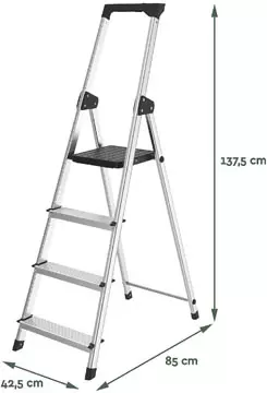 Een Brasq trapladder SL400, aluminium, zilver, 4 treden koop je bij ShopXPress