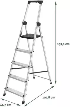 Een Brasq trapladder SL500, aluminium, zilver, 5 treden koop je bij ShopXPress