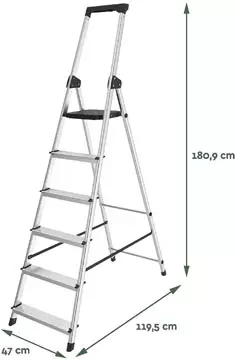 Een Brasq trapladder SL600, aluminium, zilver, 6 treden koop je bij ShopXPress