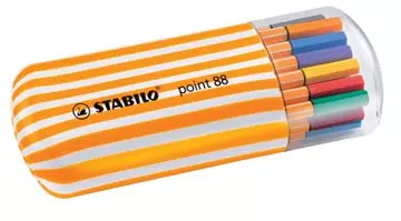 Een STABILO point 88 fineliner, Zebrui box, etui van 20 stuks in geassorteerde kleuren koop je bij ShopXPress