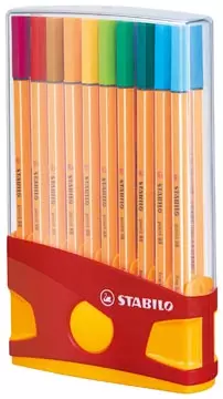 Een STABILO point 88 fineliner, Colorparade, rood-oranje doos, 20 stuks in geassorteerde kleuren koop je bij ShopXPress