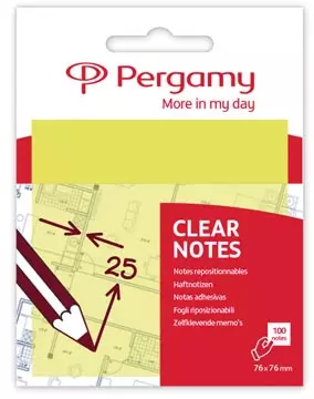 Een Pergamy transparante notes, ft 76 x 76 mm, 50 vel, geel koop je bij ShopXPress