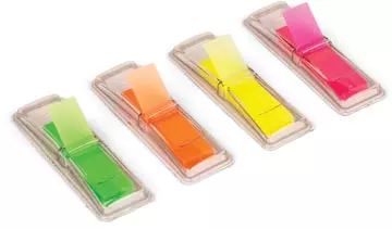 Een Pergamy index ft 45 x 12 mm, blister met 4 geassorteerde neonkleuren, met dispenser koop je bij ShopXPress