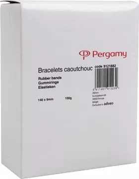 Vous pouvez acheter un Pergamy élastiques, 9 mm x 140 mm, boîte de 100 g chez Supplierz BV