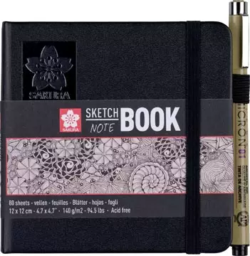 Een Sakura schetsboek, 80 vel, 140 g/m², ft 12 x 12 cm, wit papier koop je bij ShopXPress