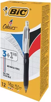 Een Bic Colours 3 + 1 HB 4-kleurenbalpen, medium, 3 klassieke inktkleuren en een vulpotlood 0,7 mm HB koop je bij ShopXPress
