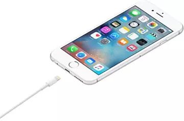 Een Apple kabel, Lightning (8-pin) naar USB-A, 1 m, wit koop je bij ShopXPress