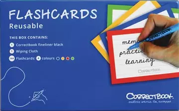 Een Correctbook Flashcards (systeemkaarten), uitwisbaar / herbruikbaar, gelijnd, pak van 144 stuks koop je bij ShopXPress
