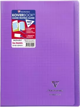 Een Clairefontaine schrift Koverbook voor ft A4, 96 bladzijden, kaft in PP, seyès, geassorteerde kleuren koop je bij ShopXPress