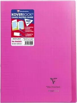 Een Clairefontaine schrift Koverbook voor ft A4, 96 bladzijden, kaft in PP, seyès, geassorteerde kleuren koop je bij ShopXPress